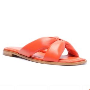 Schutz Fairy Nappa Leather Sandal in Flame Orange